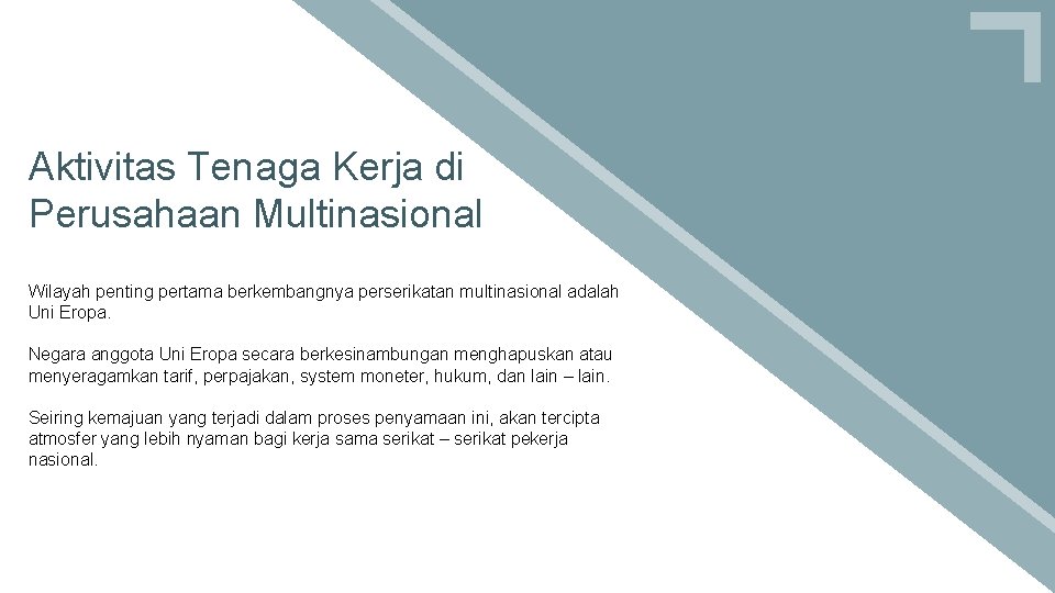 Aktivitas Tenaga Kerja di Perusahaan Multinasional Wilayah penting pertama berkembangnya perserikatan multinasional adalah Uni