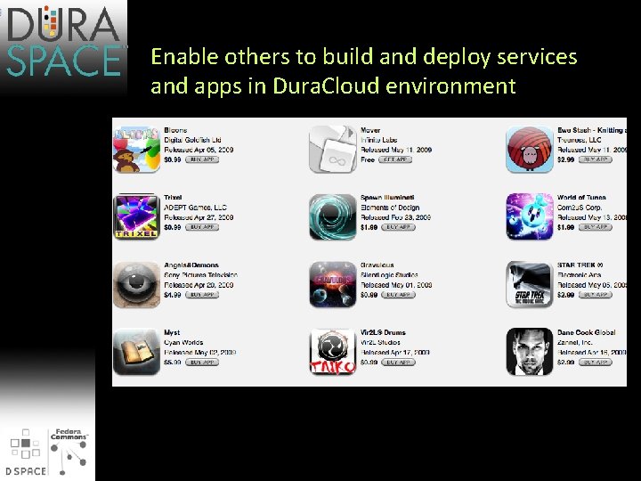 Enable others to build and deploy services and apps in Dura. Cloud environment 