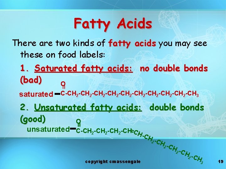 Fatty Acids There are two kinds of fatty acids you may see these on
