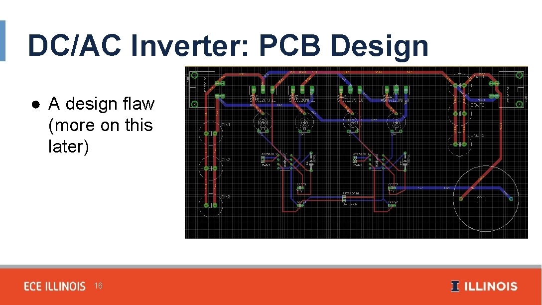 DC/AC Inverter: PCB Design ● A design flaw (more on this later) 16 
