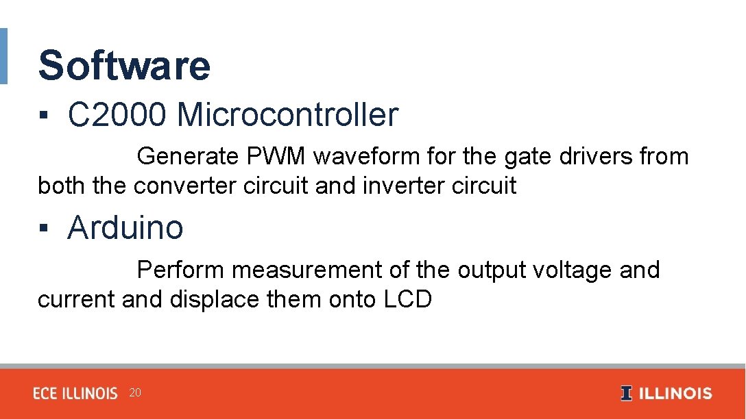 Software ▪ C 2000 Microcontroller Generate PWM waveform for the gate drivers from both