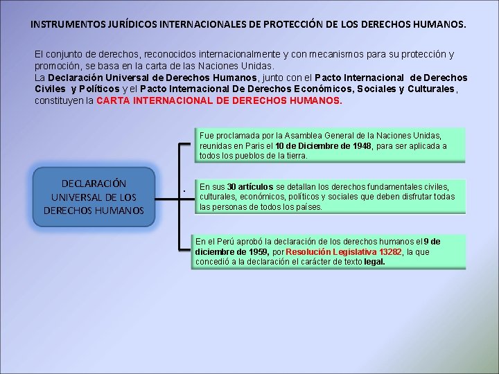 INSTRUMENTOS JURÍDICOS INTERNACIONALES DE PROTECCIÓN DE LOS DERECHOS HUMANOS. El conjunto de derechos, reconocidos