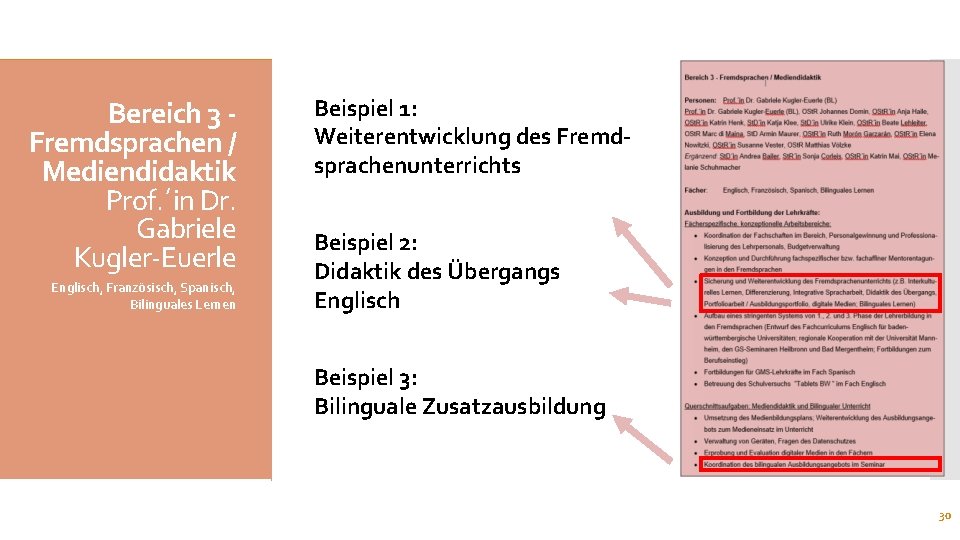 Bereich 3 Fremdsprachen / Mediendidaktik Prof. ´in Dr. Gabriele Kugler-Euerle Englisch, Französisch, Spanisch, Bilinguales