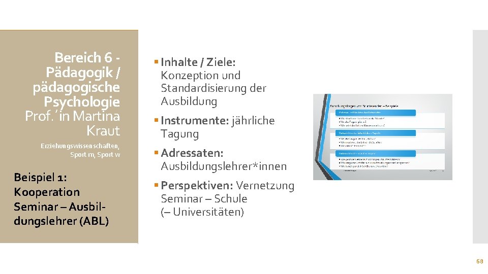 Bereich 6 Pädagogik / pädagogische Psychologie Prof. ´in Martina Kraut Erziehungswissenschaften, Sport m, Sport