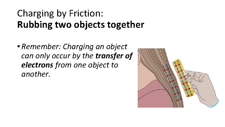 Charging by Friction: Rubbing two objects together • Remember: Charging an object can only