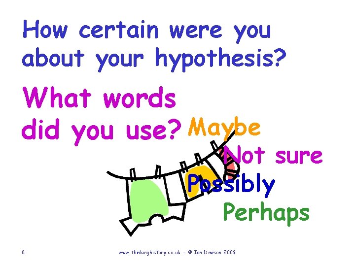 How certain were you about your hypothesis? What words did you use? Maybe Not