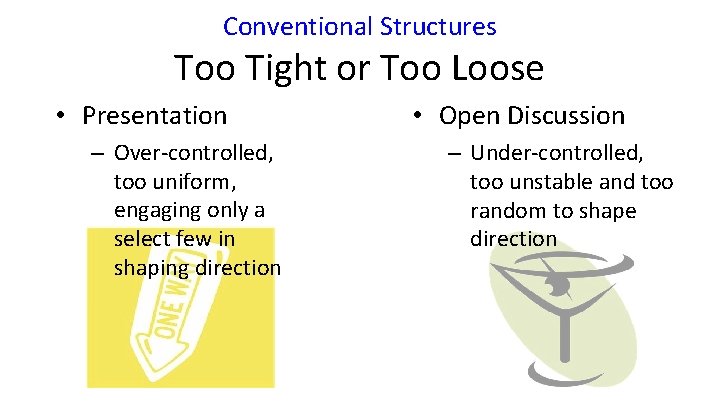 Conventional Structures Too Tight or Too Loose • Presentation – Over-controlled, too uniform, engaging