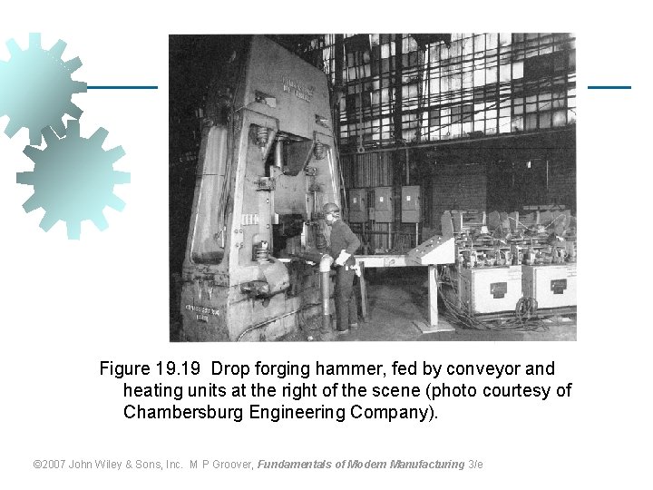 Figure 19. 19 Drop forging hammer, fed by conveyor and heating units at the