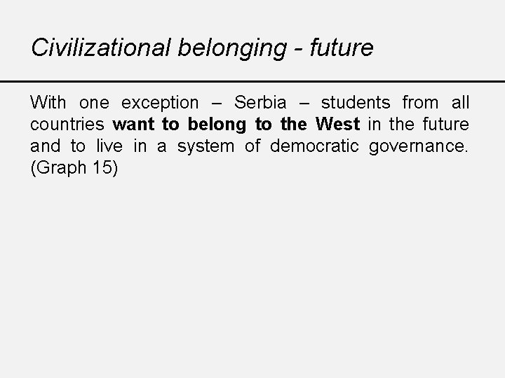 Civilizational belonging - future With one exception – Serbia – students from all countries