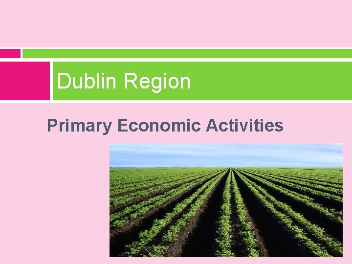 Dublin Region Primary Economic Activities 