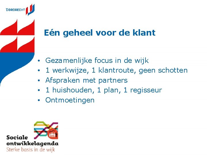 Eén geheel voor de klant • • • Gezamenlijke focus in de wijk 1