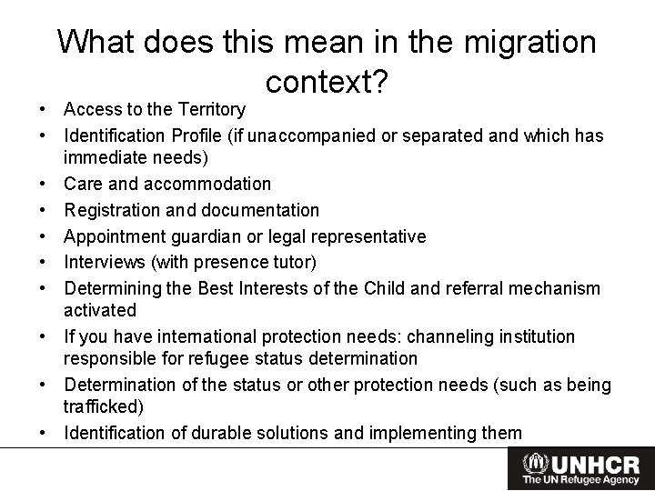 What does this mean in the migration context? • Access to the Territory •