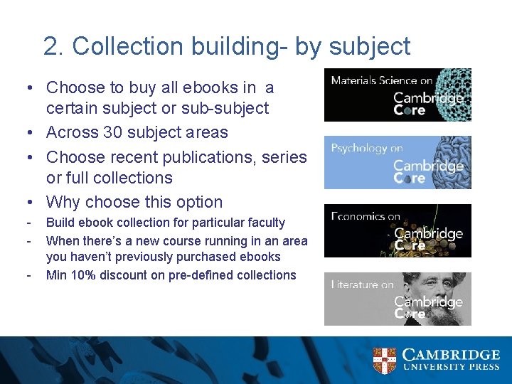 2. Collection building- by subject • Choose to buy all ebooks in a certain