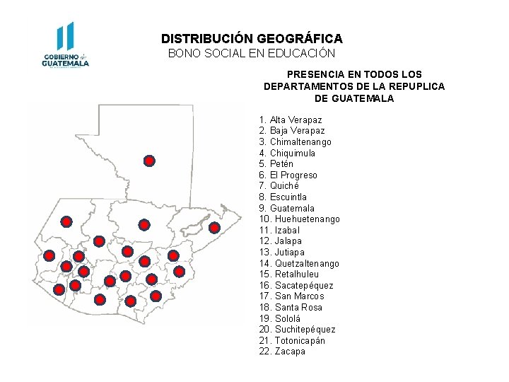 DISTRIBUCIÓN GEOGRÁFICA BONO SOCIAL EN EDUCACIÓN PRESENCIA EN TODOS LOS DEPARTAMENTOS DE LA REPUPLICA