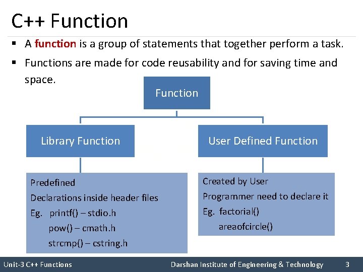 C++ Function § A function is a group of statements that together perform a