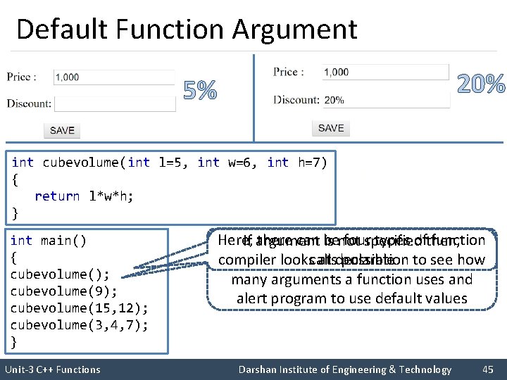Default Function Argument 20% 5% I like C++ so much I like Rupesh sir