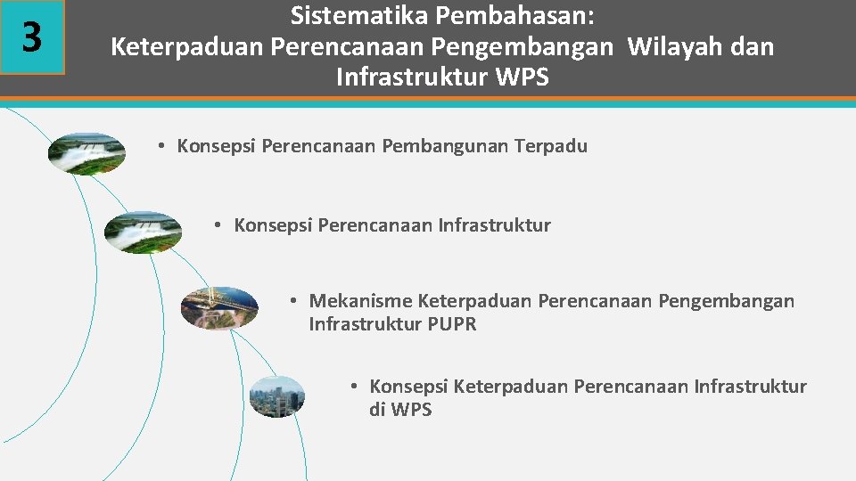 3 Sistematika Pembahasan: Keterpaduan Perencanaan Pengembangan Wilayah dan Infrastruktur WPS • Konsepsi Perencanaan Pembangunan
