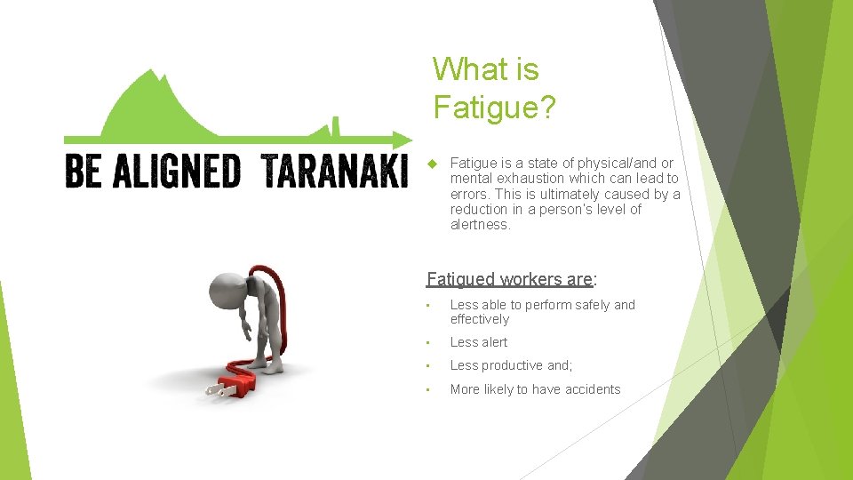 What is Fatigue? Fatigue is a state of physical/and or mental exhaustion which can