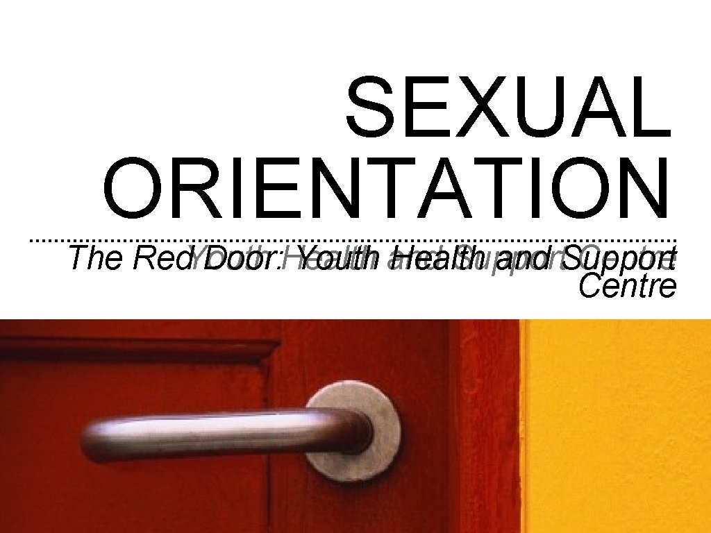 SEXUAL ORIENTATION The Red. Youth Door: Health Youth and Health Support and Support Centre