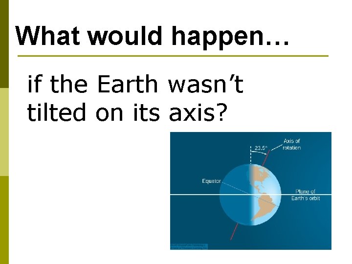 What would happen… if the Earth wasn’t tilted on its axis? 