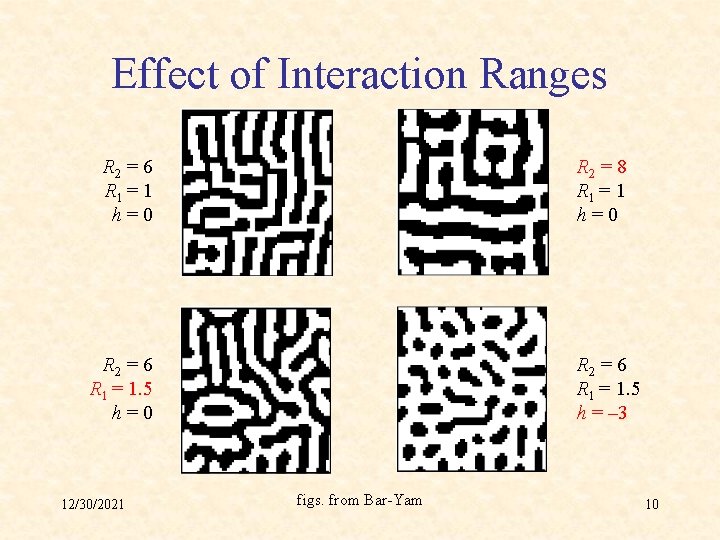 Effect of Interaction Ranges R 2 = 6 R 1 = 1 h=0 R