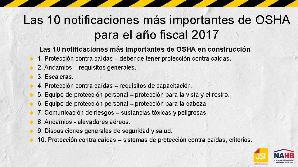 Las 10 notificaciones más importantes de OSHA para el año fiscal 2017 Las 10
