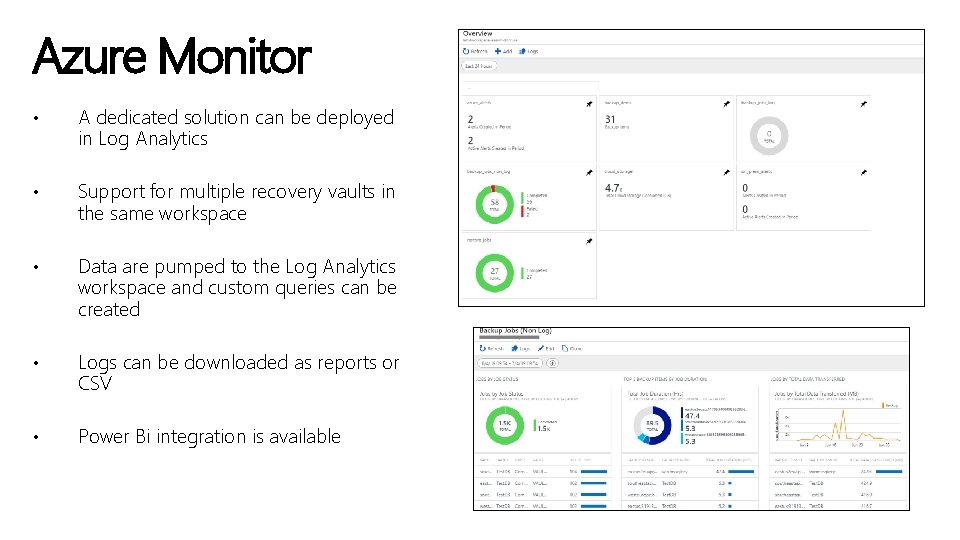 Azure Monitor • A dedicated solution can be deployed in Log Analytics • Support