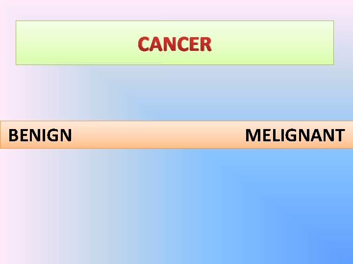 CANCER BENIGN MELIGNANT 