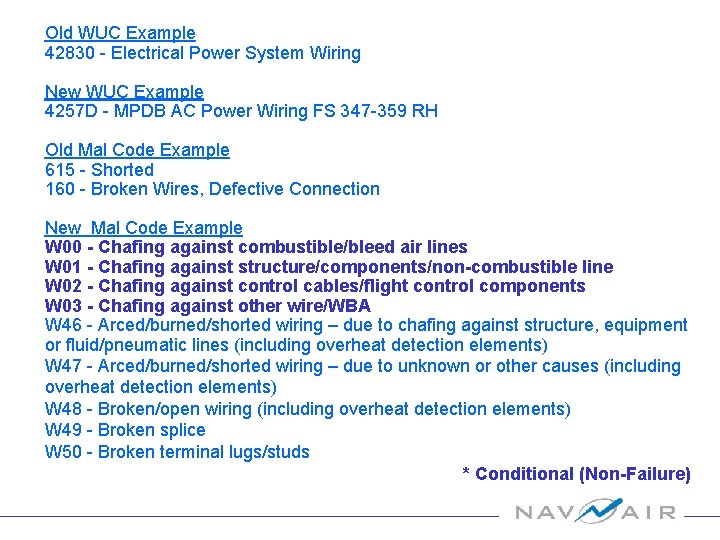 Old WUC Example 42830 - Electrical Power System Wiring New WUC Example 4257 D