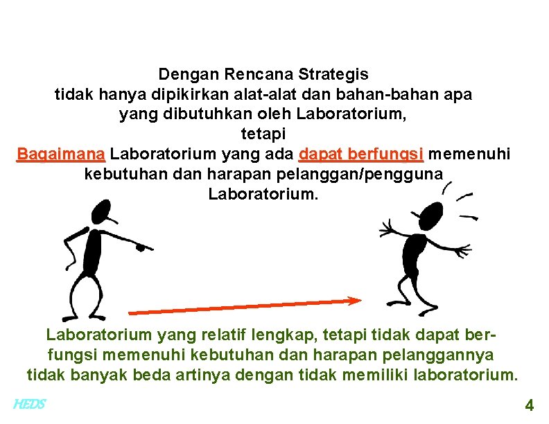 Dengan Rencana Strategis tidak hanya dipikirkan alat-alat dan bahan-bahan apa yang dibutuhkan oleh Laboratorium,