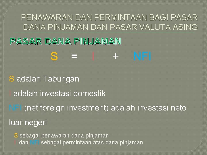 PENAWARAN DAN PERMINTAAN BAGI PASAR DANA PINJAMAN DAN PASAR VALUTA ASING PASAR DANA PINJAMAN