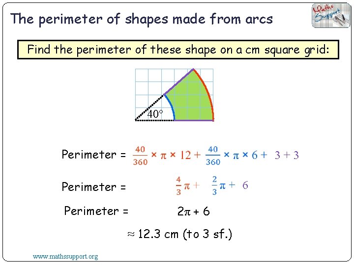 The perimeter of shapes made from arcs Find the perimeter of these shape on