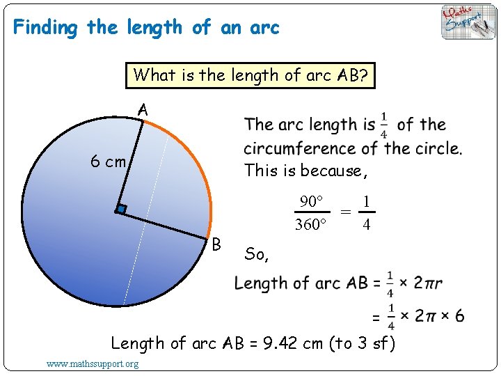 Finding the length of an arc What is the length of arc AB? A