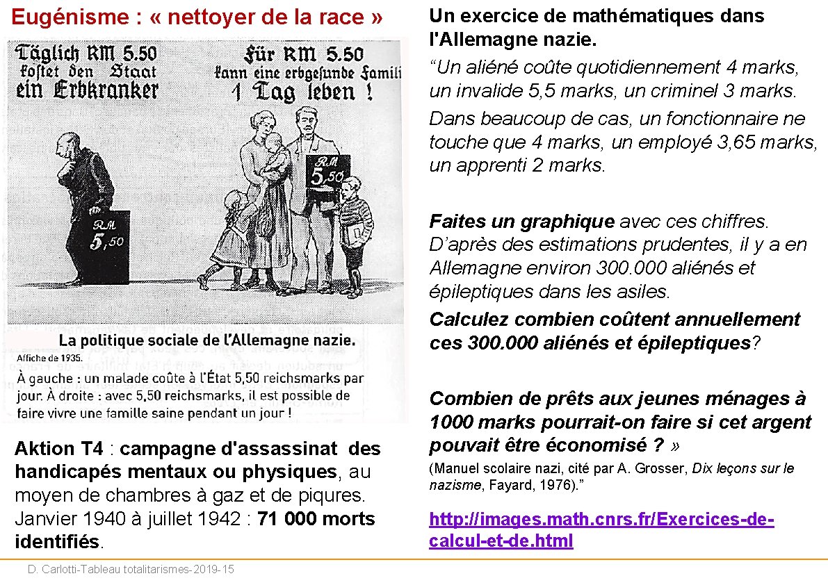 Eugénisme : « nettoyer de la race » Un exercice de mathématiques dans l'Allemagne