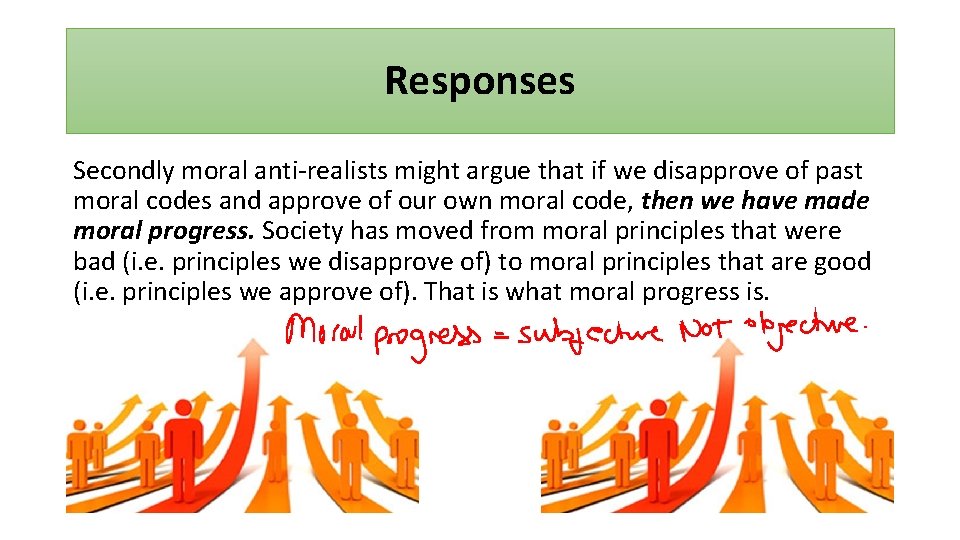 Responses Secondly moral anti-realists might argue that if we disapprove of past moral codes