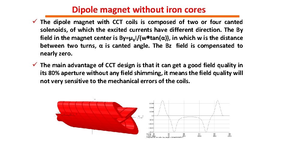 Dipole magnet without iron cores ü The dipole magnet with CCT coils is composed