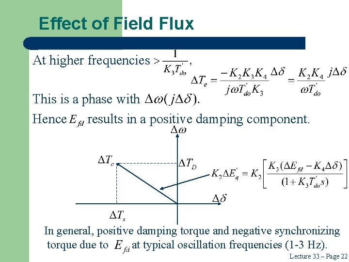 Effect of Field Flux At higher frequencies This is a phase with Hence results