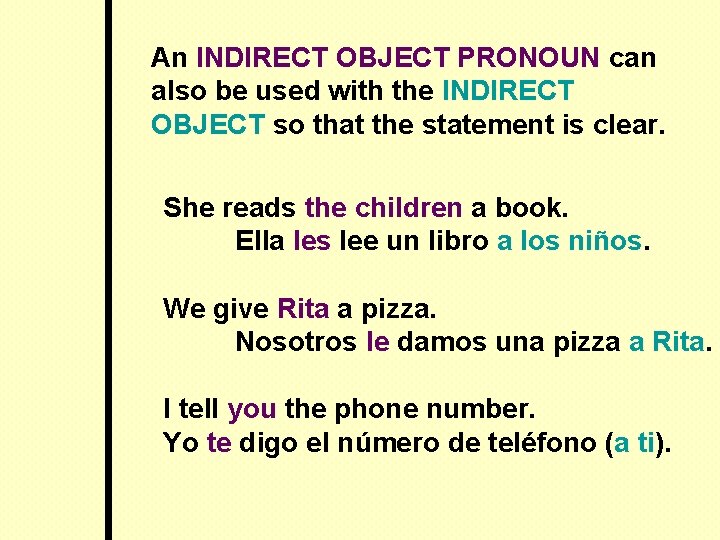 An INDIRECT OBJECT PRONOUN can also be used with the INDIRECT OBJECT so that