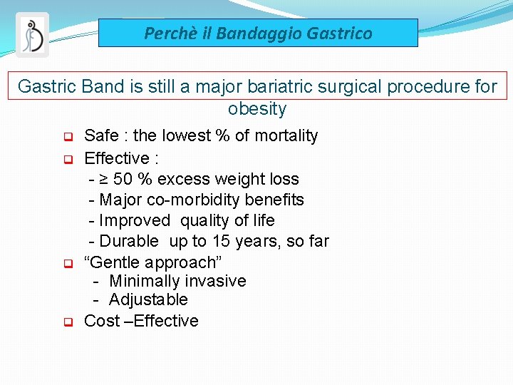 Perchè il Bandaggio Gastric Band is still a major bariatric surgical procedure for obesity