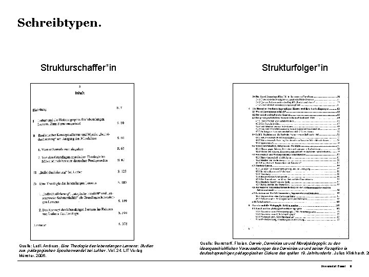 Schreibtypen. Strukturschaffer*in Quelle: Ledl, Andreas. Eine Theologie des lebenslangen Lernens: Studien zum pädagogischen Epochenwandel