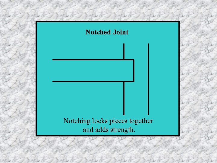 Notched Joint Notching locks pieces together and adds strength. 