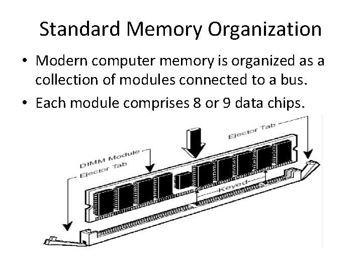 Standard Memory Organization • Modern computer memory is organized as a collection of modules