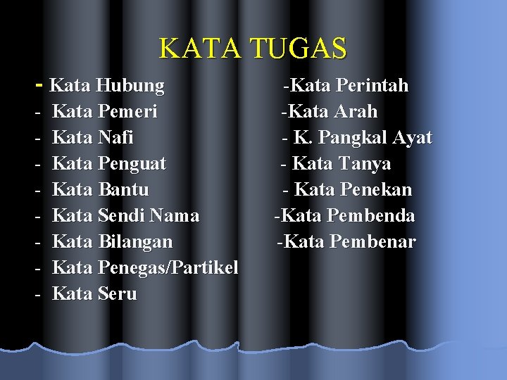 KATA TUGAS - Kata Hubung - Kata Pemeri - Kata Nafi - Kata Penguat