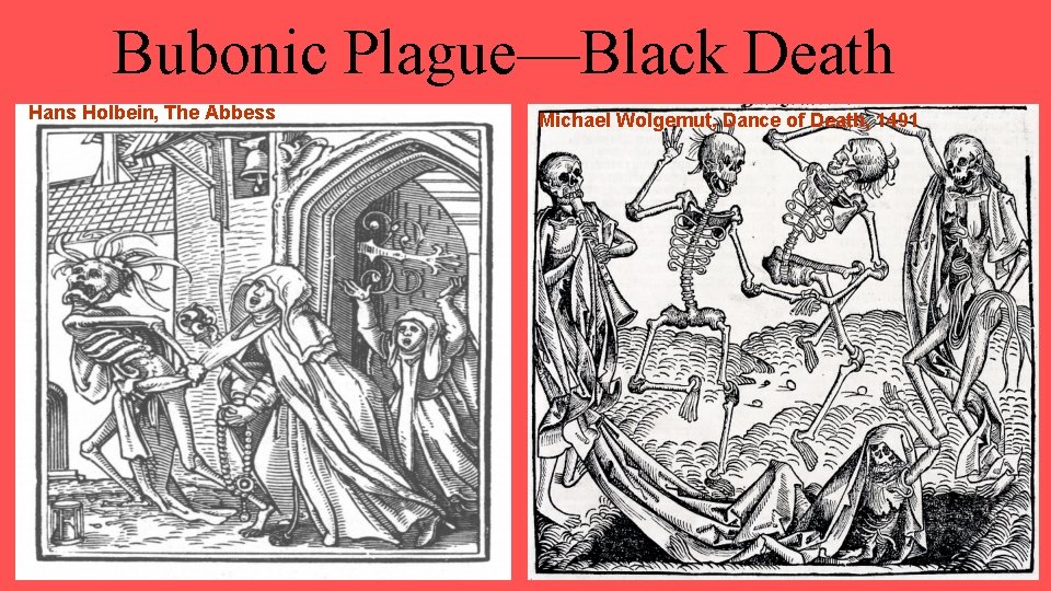 Bubonic Plague—Black Death Hans Holbein, The Abbess Michael Wolgemut, Dance of Death, 1491 