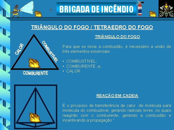 BRIGADA DE INCÊNDIO TRI NGULO DO FOGO / TETRAEDRO DO FOGO TRI NGULO DO