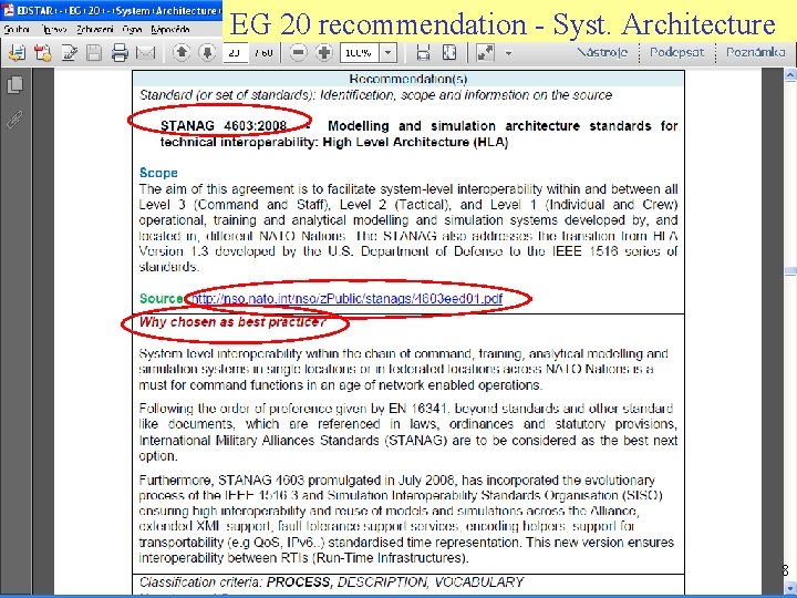 EG 20 recommendation - Syst. Architecture Úřad pro obrannou standardizaci, katalogizaci a státní ověřování