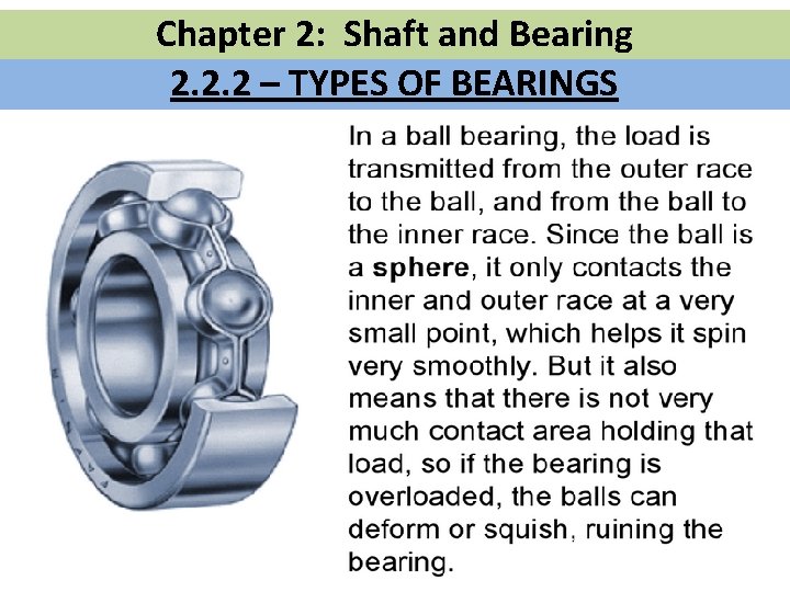 Chapter 2: Shaft and Bearing 2. 2. 2 – TYPES OF BEARINGS 