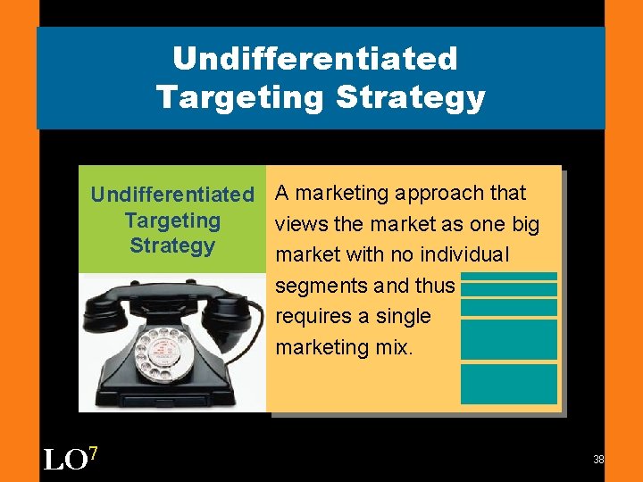Undifferentiated Targeting Strategy Undifferentiated A marketing approach that Targeting views the market as one