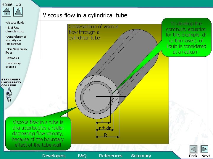 Home Up Viscous flow in a cylindrical tube -Viscous fluids To develop the continuity