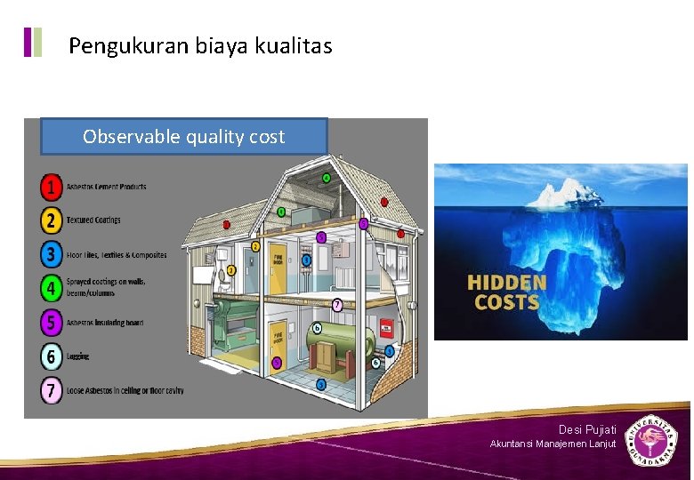 Pengukuran biaya kualitas Observable quality cost Desi Pujiati Akuntansi Manajemen Lanjut 